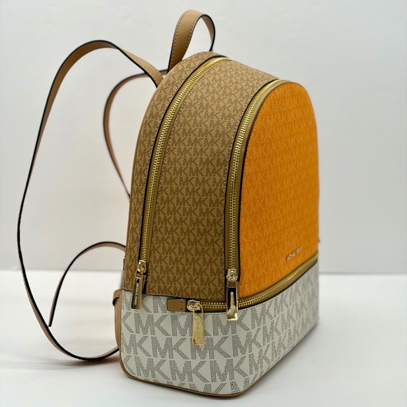 Michael Kors Rhea Medium Color-Block Signature Logo Backpack - Picture 4 of 14